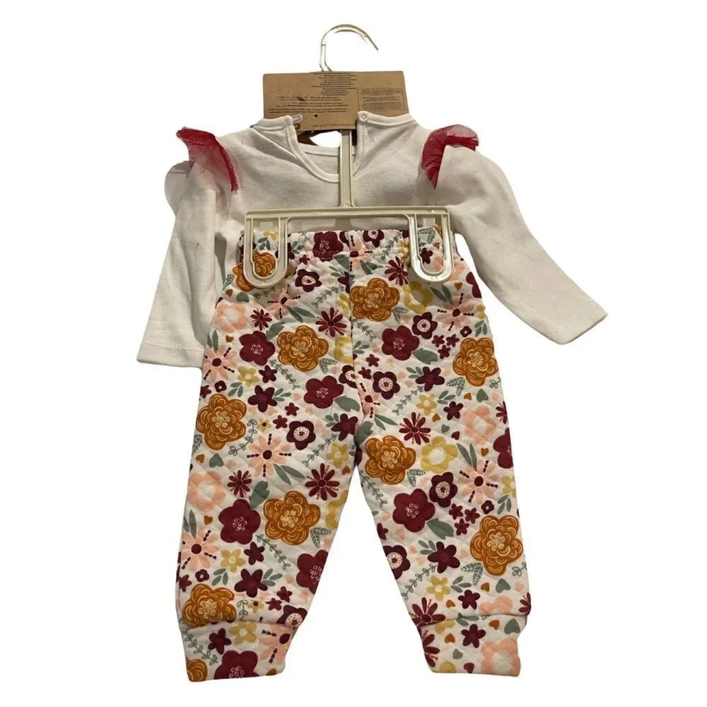 Chick Pea 3 Piece Bodysuit + Pants + Headband Thankful for Family 0-3 Month NWT